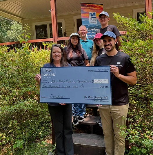 Embark Dental presenting a donation to the Blue Ridge Parkway Foundation